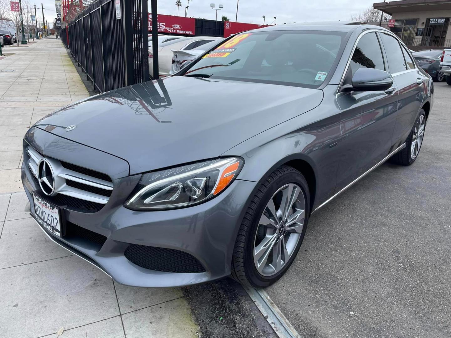 2018 GRAY /BLACK Mercedes-Benz C-Class Hybrid (55SWF4HB6JU) , located at 744 E Miner Ave, Stockton, CA, 95202, (209) 944-5770, 37.956863, -121.282082 - Photo#4